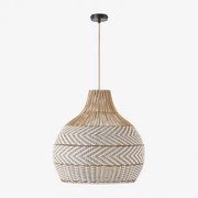 Lampa Sufitowa Wisząca Z Plecionego Rattanu Llaury Miel - Czarna & Ø55 Cm - ↑55 Cm Llaury - Sklum