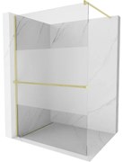 Mexen Kioto+ ścianka prysznicowa z półką Walk-in 110 x 200 cm, transparent/szron, złota szczotkowana - 800-110-121-55-35