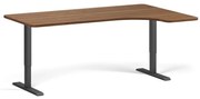 Biurko z regulacją wysokości, 180x120 cm, 2 silniki, L/P, czarna podstawa, orzech