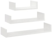 Komplet 3 Białych Półek Ściennych H7-P75