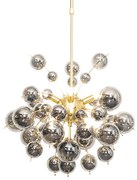 Designerska lampa wisząca mosiądz ze szkłem dymionym 8-świateł - Explode ArtDeco Oswietlenie wewnetrzne