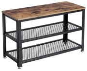 Ławka do przedpokoju z miejscem na buty INDY, 73x30x45cm, brązowa/czarna Vasagle