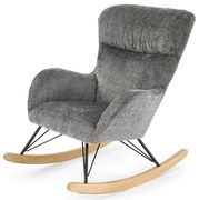 Popielaty tapicerowany fotel bujany R4-M65