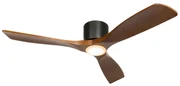 Wentylator sufitowy z lampą czarny z drewnem w komplecie z LED z pilotem - Jerri Nowoczesny Oswietlenie wewnetrzne