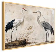 Plakat Ptaki z ryciny 60x40 cm z ramą złotą bez marginesu ARTGEIST B