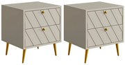 Zestaw 2 szafek nocnych - 2 szuflady - Beżowy - TEODA marki Pascal Morabito
