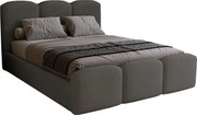 Łóżko dwuosobowe 160x200 cm Capri - pojemnik, stelaż drewniany - welur, ciemny szary (Magic Velvet 2271)