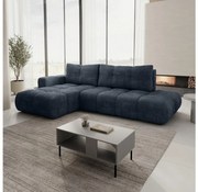 Narożnik rozkładany ALMADA, tapicerowany, z pojemnikiem, układ L, lewy, niebieski