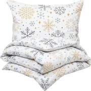 4Home Pościel flanelowa Frosty snowflakes, 140 x 220 cm, 70 x 90 cm