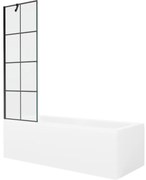 Mexen Cubik wanna prostokątna 170 x 70 cm z obudową i parawanem 1-skrzydłowym 60 cm, czarny wzór - 550317070X9506007077
