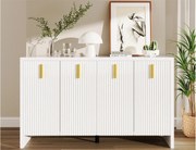 Nowoczesny bufet - z regulowanymi półkami - złote uchwyty - Biały