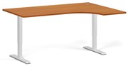 Narożne biurko z regulacją wysokości, 160x120 cm, 2 silniki, L/P, biała podstawa, czereśnia