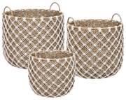 Bambusowe kosze do przechowywania MAKRAMA, 3 sztuki