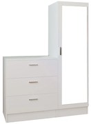 Komoda z 3 szufladami z szafką i lustrem - Biały - VITORIO