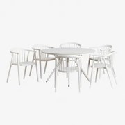 Zestaw Okrągłego Stołu Aluminiowego Valerie (ø125 Cm) I 6 Krzeseł Ogrodowych Ivor Gardenia Biel - Sklum