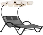 Leżak ogrodowy dla dwóch osób Sunset 303 z regulowanym daszkiem
