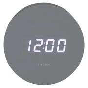 Karlsson 5981GY designerski zegar LED z alarmem,szary, średnica 9 cm