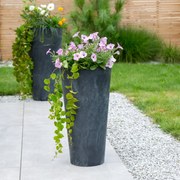 Donica ogrodowa wysoka Tubus Slim Beton Effect 57 cm antracytowy PROSPERPLAST