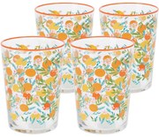 4-częściowy zestaw szklanek Flowers & Fruits 510 ml, pomarańczowy