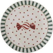 Biały kamionkowy talerz deserowy ze świątecznym motywem ø 16 cm Yule – Bloomingville