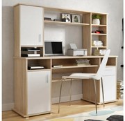 Biurko z półką ELIAN, dąb sonoma/białe