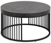 Czarny okrągły stolik z blatem w dekorze marmuru ø 65 cm Strington – Actona