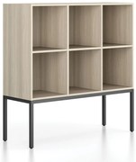 Regał FRAME, niski, z czarną podstawą, 1299 x 450 x 1331 mm, dąb naturalny