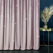 Zasłona welurowa na przelotkach ze złotymi drobinkami 140x260 cm pudrowy róż