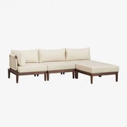 Giulia 3-częściowa Modułowa Sofa Ogrodowa Narożna I Pufa W Kolorze Akacjowym Kremowa - Sklum