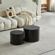 Zestaw Stolików Kawowych LEILA 38 cm/48 cm Czarny Marmur Nowoczesny Glamour