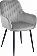 Krzesło do jadalni Valora SELO – srebrno-szary aksamit z czarnymi nogami x1