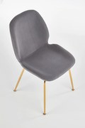 K381 krzesło popielaty / złoty, tkanina velvet, welur, glamour, chrom