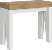 Konsola rozkładana 90x40/196 cm Naxy Mix Small Blat Dąb naturalny - Struktura Frassino biała