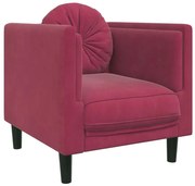 Aksamitny fotel z poduszką winna czerwień B8-Z73