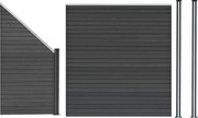 Panel ogrodzeniowy kompozytowy, element kątowy i słupki LED x 2 - szary