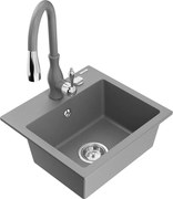Mexen Milo zlewozmywak granitowy 1-komorowy z baterią kuchenną Savita, szary - 6505-71-672601-71
