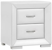 Stolik nocny - 2 szuflady - Ekoskóra biała - CAPITOLE