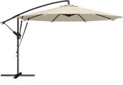 Outsunny Parasol ogrodowy Ø300 cm z mechanizmem korbowym, podstawą krzyżową i pokrowcem, kremowy | Aosom PL