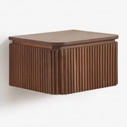 Prostokątny Wiszący Stolik Nocny 35x30 Cm Z Drewna Akacjowego Biljandi Ciemny Akacjowy Brąz - Sklum