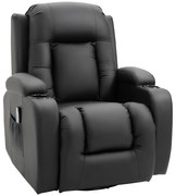 HOMCOM Fotel masujący z funkcją kołysania podgrzewania i relaksu czarny skórzany | Aosom PL
