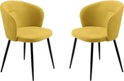 Komplet 2 krzeseł do jadalni "Claris" w kolorze żółtym, tapicerowane tkaniną, 56x55 cm, 78h