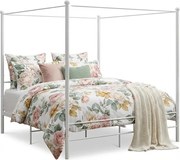 Białe rustykalne łóżko małżeńskie 200x200 cm M2-W97