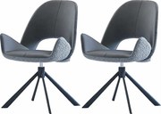 Krzesła do jadalni zestaw 2 szt. - materiał i metal - szary - RENITA