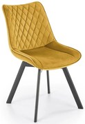 Musztardowe pikowane krzesło welurowe z funkcją obracania B5-S22