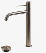 Zestaw Baterii Umywalkowej I Zaworu Spustowego Orveta Click-clack Z Mosiądzu Szczotkowana Szarość & ↑30 Cm & Zawór Z Przelewem - Sklum