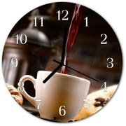 Zegar szklany okrągły Kawa