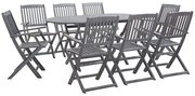 9-częściowy szary zestaw mebli ogrodowych P2-R09