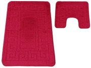 Antypoślizgowy czerwony komplet chodników do łazienki P9-W60