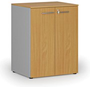 Szafa biurowa z drzwiami PRIMO GRAY, 2 półki, 800 x 640 x 1027 mm, szary/buk