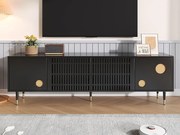 Meble TV 170x36x54 cm - 4 drzwi - ukryte uchwyty - regulowane nóżki - MDF - czarny